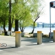 Traffic automatic bollards, Trukhaniv Island, Kiev, Ukraine